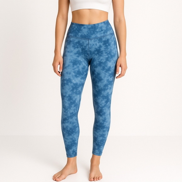 YUNOGA Sz S Ultra Soft High Rise Leggings Tummy Control Yoga Pants, Tie-dye Blue - Picture 1 of 11